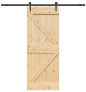 VidaXL Porta de correr com ferragens 80x210 cm madeira de pinho maciça