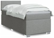 vidaXL Cama com molas/colchão 90x200 cm tecido cinza-claro