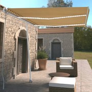 vidaXL Toldo retrátil manual com LED 350x250 cm amarelo e branco