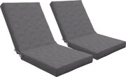 Outsunny Conjunto de 2 almofadas de exterior para poltrona/cadeira com encosto, com presilhas, enchimento 8 cm, 112L x 51l cm, cinza escuro | Aosom Portugal