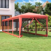 319250 vidaXL Party Tent with 10 Mesh Sidewalls Red 3x12 m HDPE