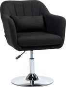 HOMCOM Cadeira giratória, cadeira de escritório regulável em altura, poliéster com aspeto de linho, Metal, 60 x 60 x 79-91 cm, Preto | Aosom Portugal