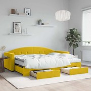 vidaXL Sofá-cama com gavetão e gavetas 80x200 cm veludo amarelo