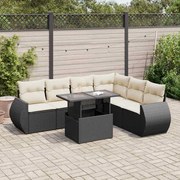 vidaXL 7 pcs conjunto de sofás p/ jardim c/ almofadões vime PE preto