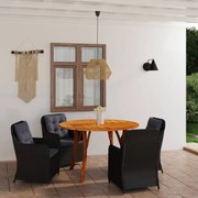 5 pcs conjunto de jantar para jardim preto