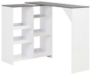 Mesa de bar com prateleira movível branco 138x39x110 cm