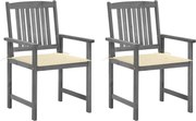 vidaXL Cadeiras de jardim com almofadões 2 pcs acácia maciça cinza