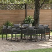 vidaXL Conjunto de Jantar de Jardim com 10 Peças e Almofadas em Aço e Rattan