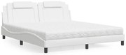 vidaXL Cama com colchão 180x200 cm couro artificial branco