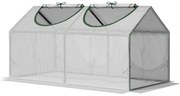 Outsunny Estufa 119x60x60cm Estufa de Jardim com 2 Janelas Enroláveis para Cultivo de Plantas Verduras Flores Branco Translúcido