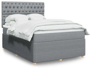 vidaXL Cama com molas/colchão 140x200 cm tecido cinzento-claro