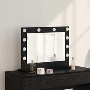 vidaXL Espelho de Vanity com Luzes LED Carvalho Preto 60x45x18 cm