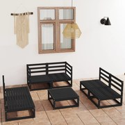 vidaXL 7 pcs conjunto lounge de jardim pinho maciço preto