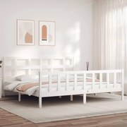 vidaXL Cama sem colchão 200x200 cm madeira de pinho maciça branco