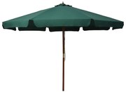 vidaXL Guarda-sol de exterior com poste em madeira 330 cm verde