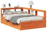 vidaXL Cama com estante sem colchão 135x190 cm pinho maciço