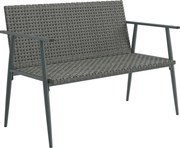 Outsunny Banco de Jardim 2 lugares em Resina Trançada e Aço, com Apoios de Braço, Encostos e Pés Reguláveis, 110x58x78cm, Cinza | Aosom Portugal