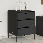 vidaXL Armário de arrumação para jardim 55x59x80 cm vime PE preto