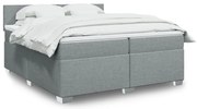 Cama com molas/colchão 200x200 cm tecido cinza-claro