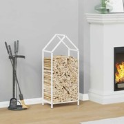 vidaXL Suporte para lenha 40x25x90 cm aço laminado a frio branco