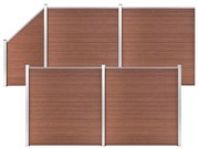 vidaXL Painel vedação WPC 4 quadrados + 1 inclinado 792x186cm castanho