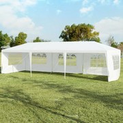 Tenda 3 x 9 m com 5 Painéis laterais removíveis com Postes para Casamentos de Praia, feiras, festas Branco