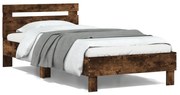 vidaXL Estrutura cama c/ cabeceira derivados madeira carvalho fumado