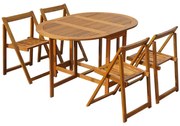 Conjunto de jantar dobrável p/ exterior 5 pcs acácia maciça