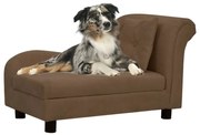 vidaXL Sofá para cães com almofada 83x44x44 cm pelúcia castanho