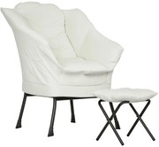 HOMCOM Poltrona Sala de Estar com Apoio para os Pés Poltrona Relax para Leitura com Bolsos Laterais 80x78x100 cm Creme | Aosom Portugal