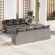 vidaXL Conjunto de Sofá de Jardim com 8 Peças e Almofadas Cinza Claro em Rattan