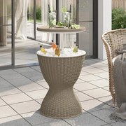 vidaXL Mesa refrigeradora 3 em 1 polipropileno castanho-claro