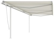Toldo retrátil manual com postes 6x3,5 m cor creme