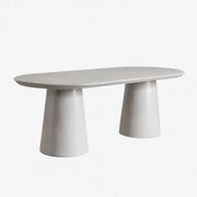 Oval Dining Table 220x95 Cm In Cement Noemi Cinzento Areia - Sklum