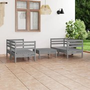 5 pcs conjunto lounge de jardim pinho maciço cinzento