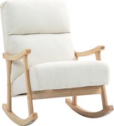 HOMCOM Poltrona Baloiço Moderna em Borrego com Apoio para os Braços de Madeira de Faia Poltrona de Amamentação 65x90x98 cm Creme | Aosom Portugal