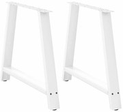 vidaXL Pés para mesa de jantar em formato A, 2 peças, branco, 90x (72-73) cm, aço