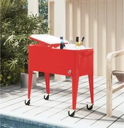 vidaXL Carrinho refrigerador com rodas 92x43x89 cm vermelho