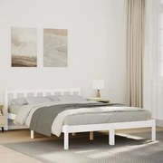 vidaXL Cama extra longa sem colchão 140x220 cm pinho maciço branco