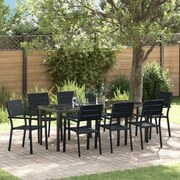 vidaXL Conjunto de Jantar de Jardim com 9 Peças Preto HDPE