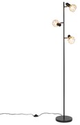 Candeeiro de pé preto com cobre 3-luzes - Mesh Moderno