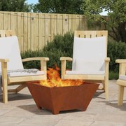 vidaXL Fire Pit Castanho 60 x 60 x 30 cm Aço Corten