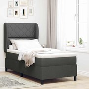 vidaXL Cama Box com colchão Cinzento escuro 100 x 200 cm tecido