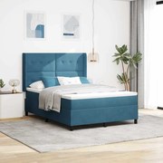 Cama Box Spring com Colchão vidaXL Azul Escuro 160x200 cm Veludo