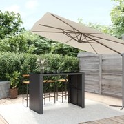vidaXL Mesa de bar com tampo de vidro 145x80x110 cm vime PE preto