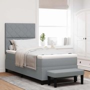 vidaXL Cama Box Spring com Colchão &amp; Banco Cinza Claro 90x190 cm Tecido