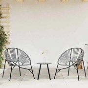 vidaXL Cadeiras de jardim 3 pcs vime preto e cinza-claro