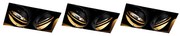 Conjunto de 3 focos embutidos pretos GU10 AR111 Trimless 2-luzes - Oneon
