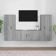 vidaXL Conjunto móveis de TV 3 pcs madeira processada sonoma cinza