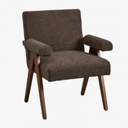 Pacote De 2 Cadeiras De Jantar Com Braços Em Madeira E Tecido Bouclé Lucca Bouclé Castanho Chocolate - Sklum